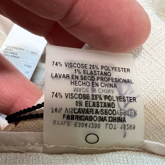 Elie Tahari Anna Ivory Slub Slit Pockets Flared Pants Trousers H. - Picture 12 of 16